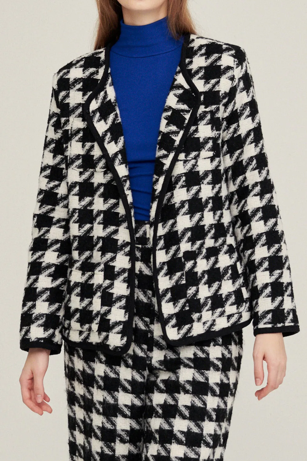 Nour Houndstooth Open Coat