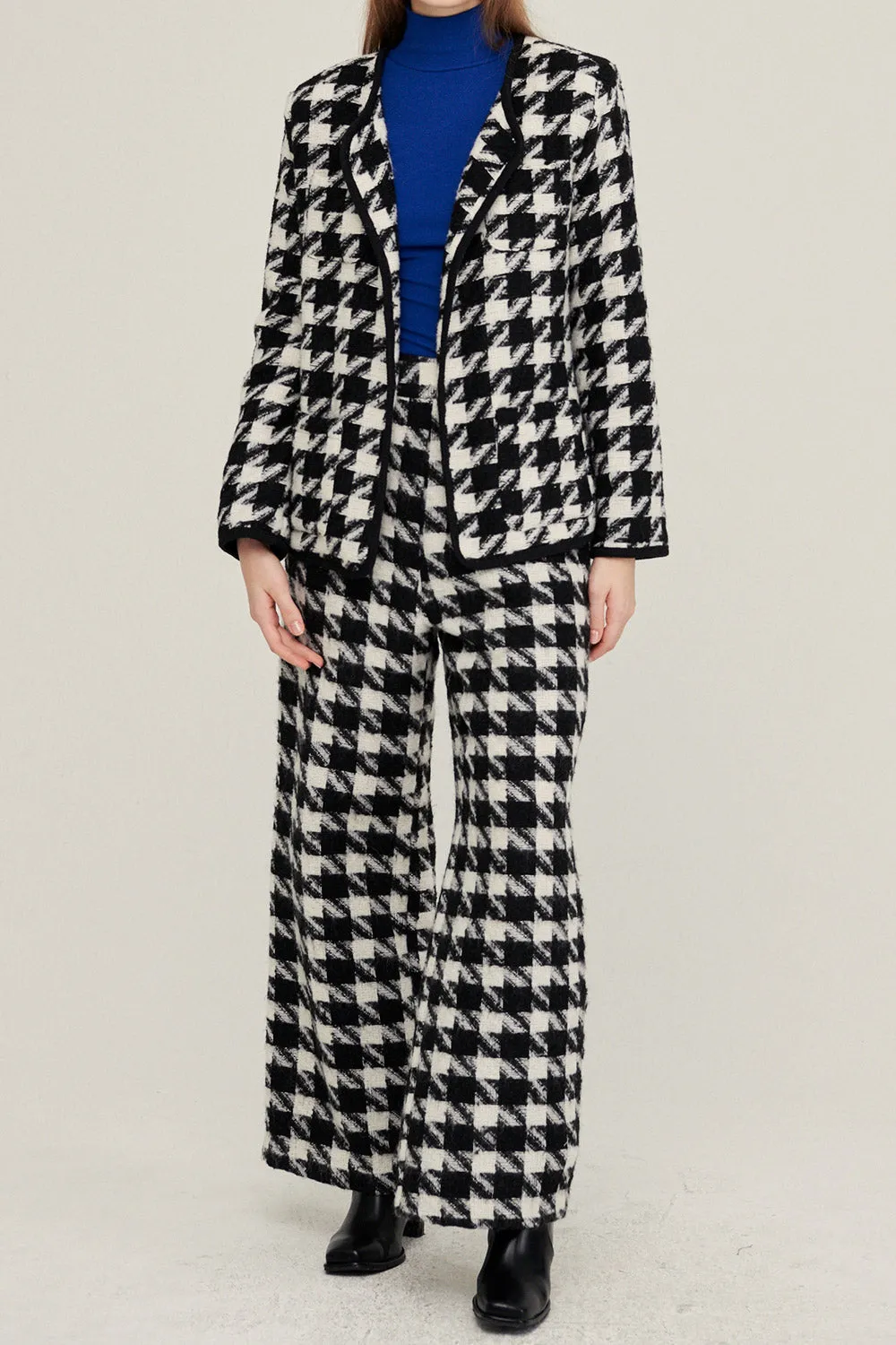 Nour Houndstooth Open Coat