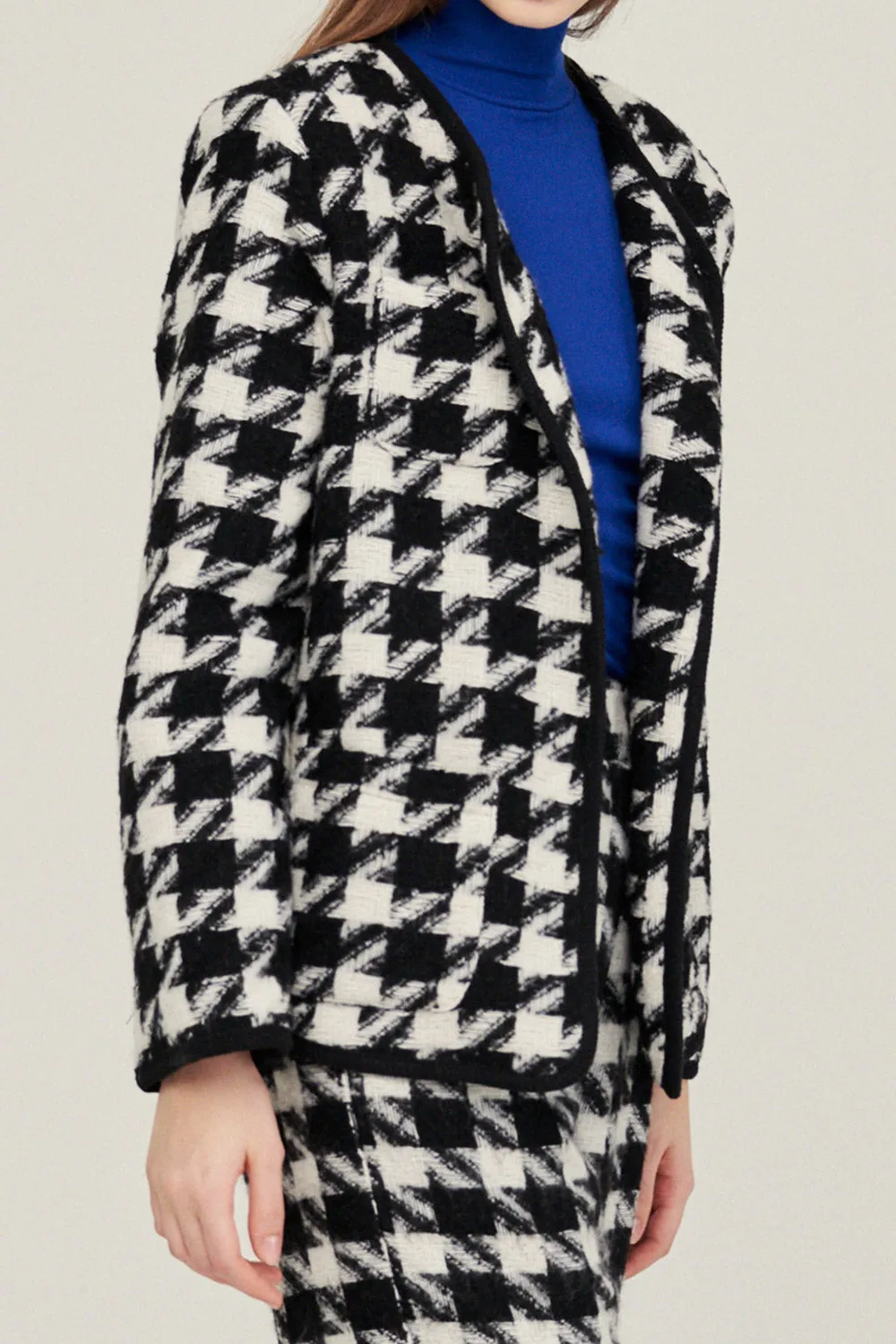 Nour Houndstooth Open Coat