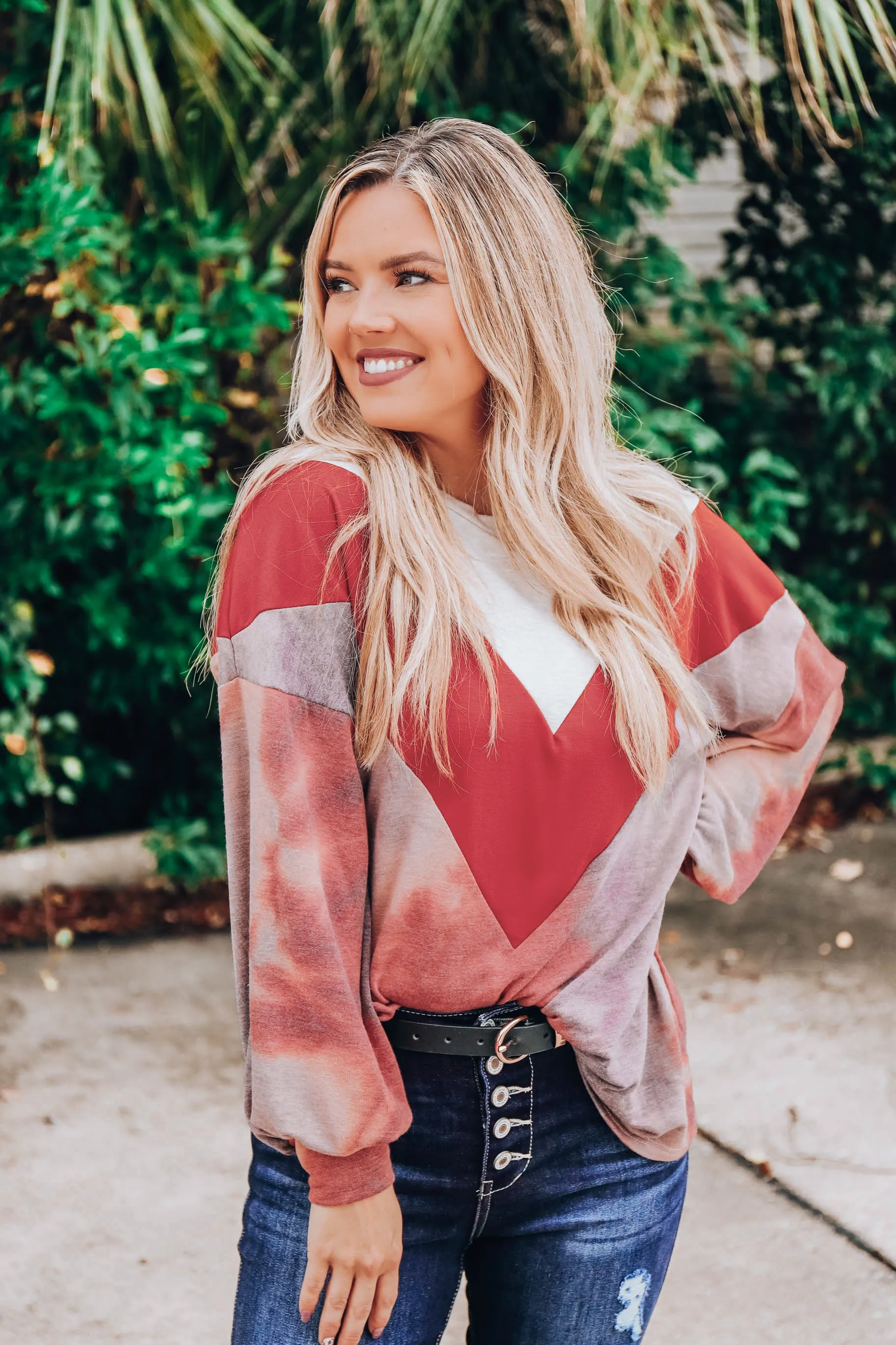 Oatmeal Spice Chevron Top - Brick