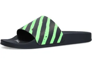 Off-White Diagonal Stripe Slides Neon Green