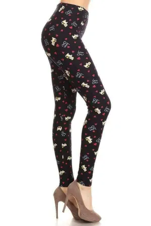 One Size "Love Cats" Print Leggings