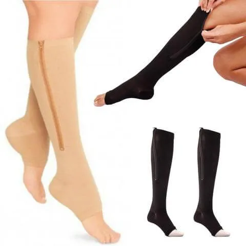 Open Toe Zipper Compression Stockings For Men and Women