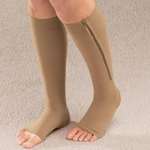 Open Toe Zipper Compression Stockings For Men and Women