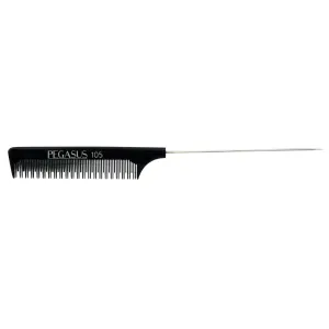 Pegasus 105, 9.5in, Hard Rubber Pintail Tease Comb, Smooth Edges, Anti Static, Heat and Chemically Resistant, Stainless Steel Pin, Great for Parting, Coloring Hair | Peines de goma dura - Black