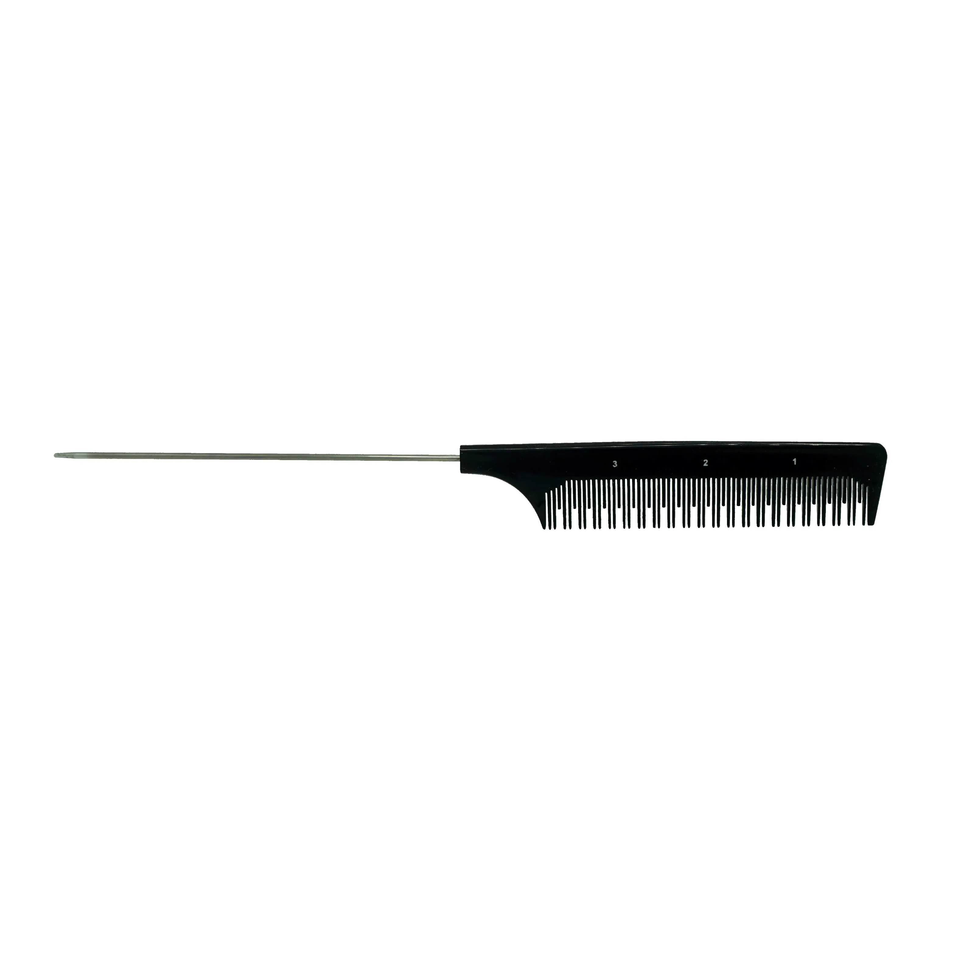 Pegasus 105, 9.5in, Hard Rubber Pintail Tease Comb, Smooth Edges, Anti Static, Heat and Chemically Resistant, Stainless Steel Pin, Great for Parting, Coloring Hair | Peines de goma dura - Black