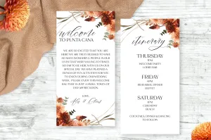 Personalized Wedding Welcome Letter & Itinerary - Boho Burnt Orange