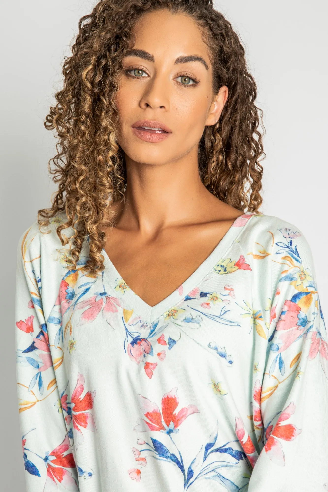 PJ Salvage Budding Bouquet Floral Lounge Set Aqua