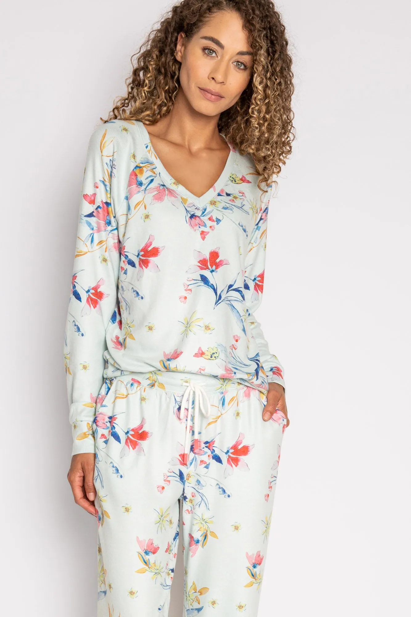 PJ Salvage Budding Bouquet Floral Lounge Set Aqua
