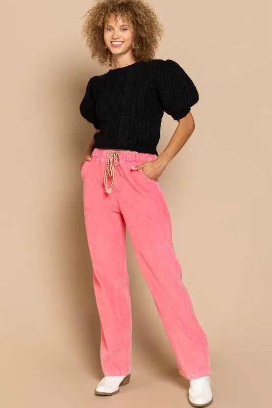 POL Puff Sleeve Cable Pullover Sweater