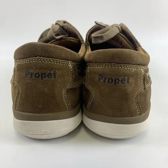 Propet Pomeroy Boat Shoe Brown Timber Leather Lace Up Casual Mens 8.5 XX (5E)