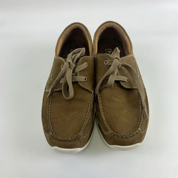 Propet Pomeroy Boat Shoe Brown Timber Leather Lace Up Casual Mens 8.5 XX (5E)