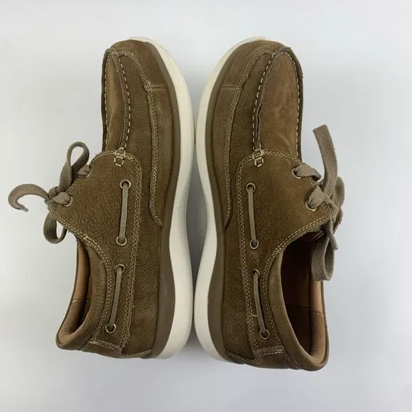 Propet Pomeroy Boat Shoe Brown Timber Leather Lace Up Casual Mens 8.5 XX (5E)