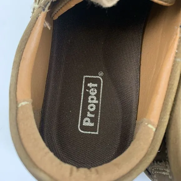 Propet Pomeroy Boat Shoe Brown Timber Leather Lace Up Casual Mens 8.5 XX (5E)