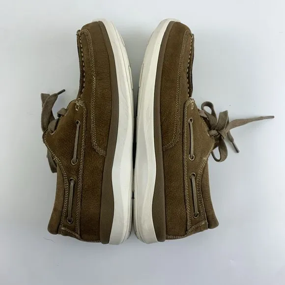 Propet Pomeroy Boat Shoe Brown Timber Leather Lace Up Casual Mens 8.5 XX (5E)