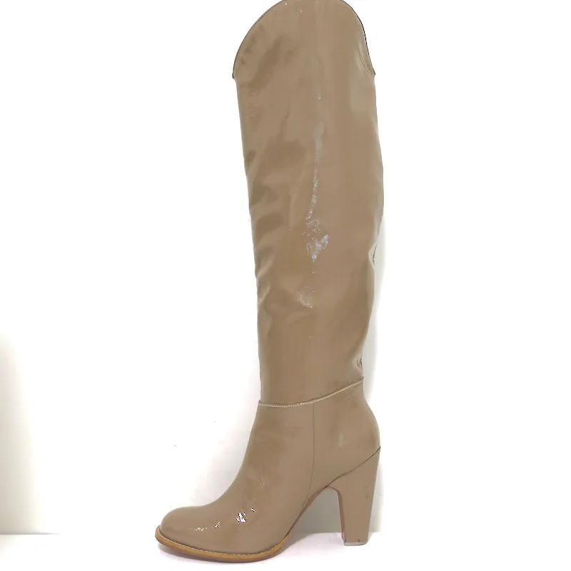 Rachel Comey Tall Willow Boots Taupe Patent Leather Size 8.5