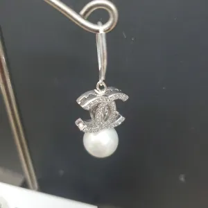 Ramina Pearls Gold & Silver Plated CC Earrings W/Pearl Below