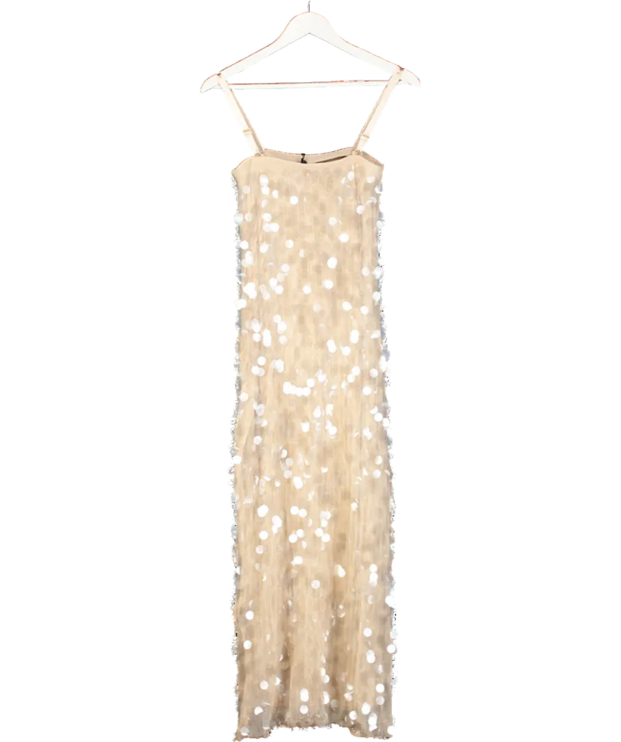 River Island Cream Strappy Sequin Slip Dress UK 6