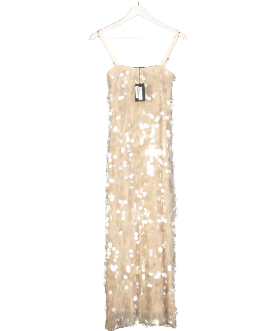 River Island Cream Strappy Sequin Slip Dress UK 6