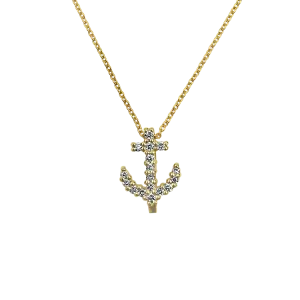 Roberto Coin 18K Yellow Gold Diamond Anchor Pendant