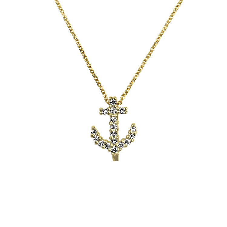 Roberto Coin 18K Yellow Gold Diamond Anchor Pendant