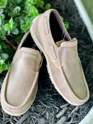 Roper Mens Leather Boat Shoe Brown