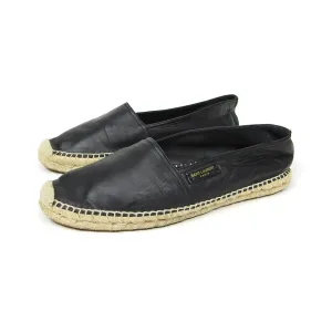 Saint Laurent Black Leather Espadrilles Size 43