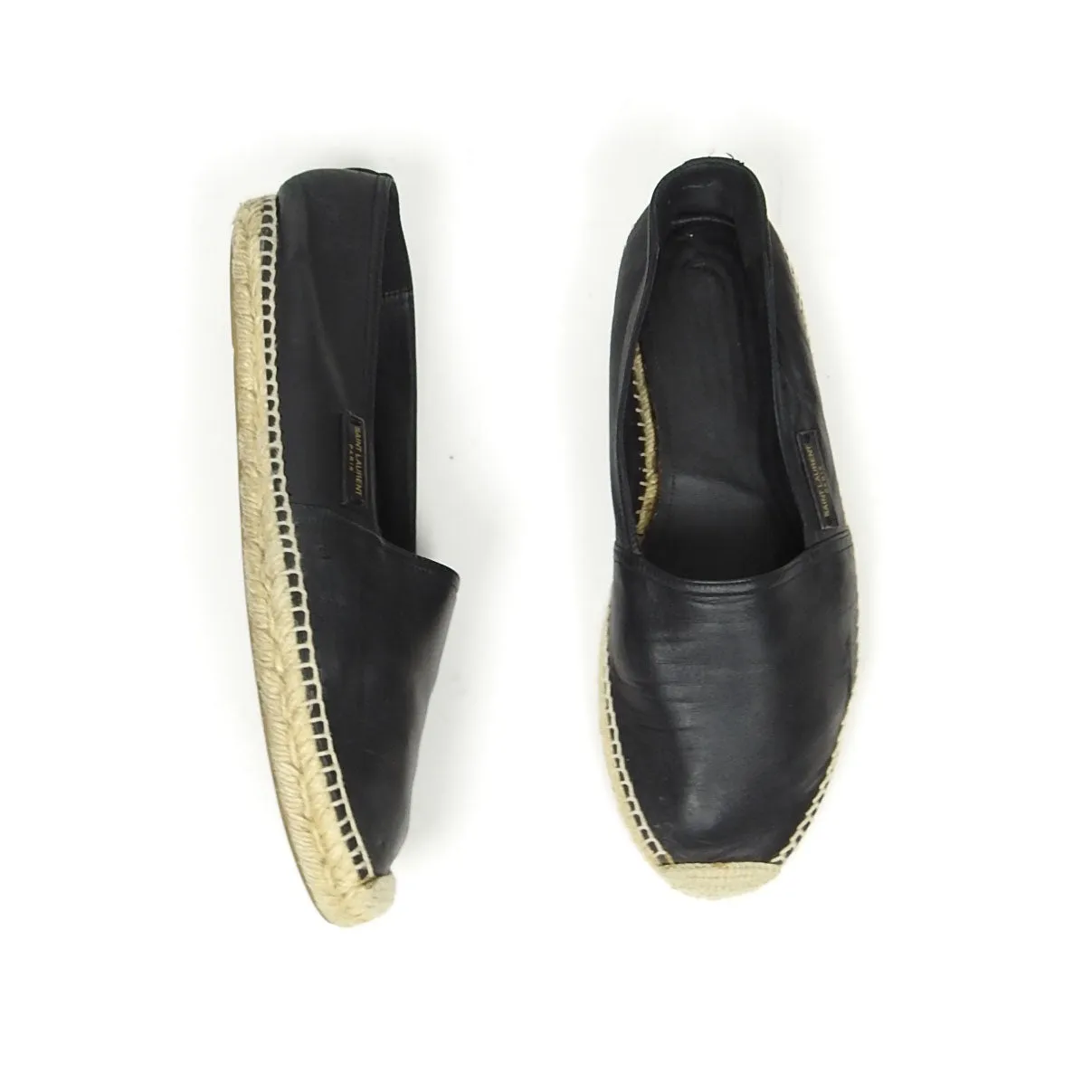 Saint Laurent Black Leather Espadrilles Size 43