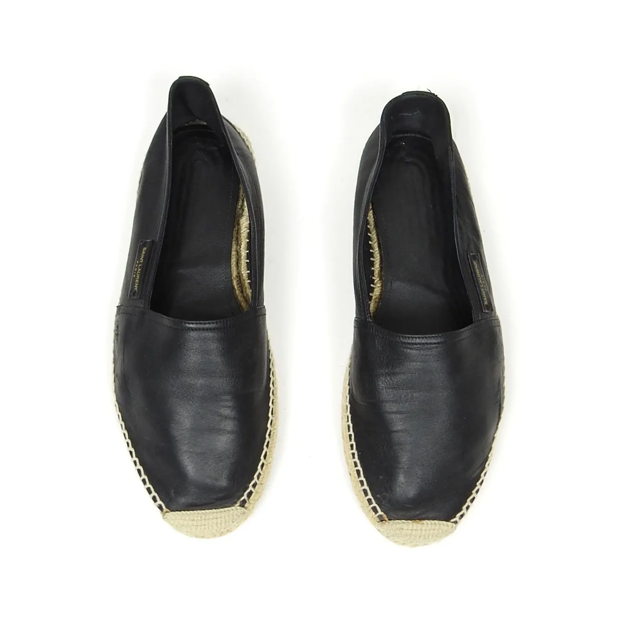 Saint Laurent Black Leather Espadrilles Size 43