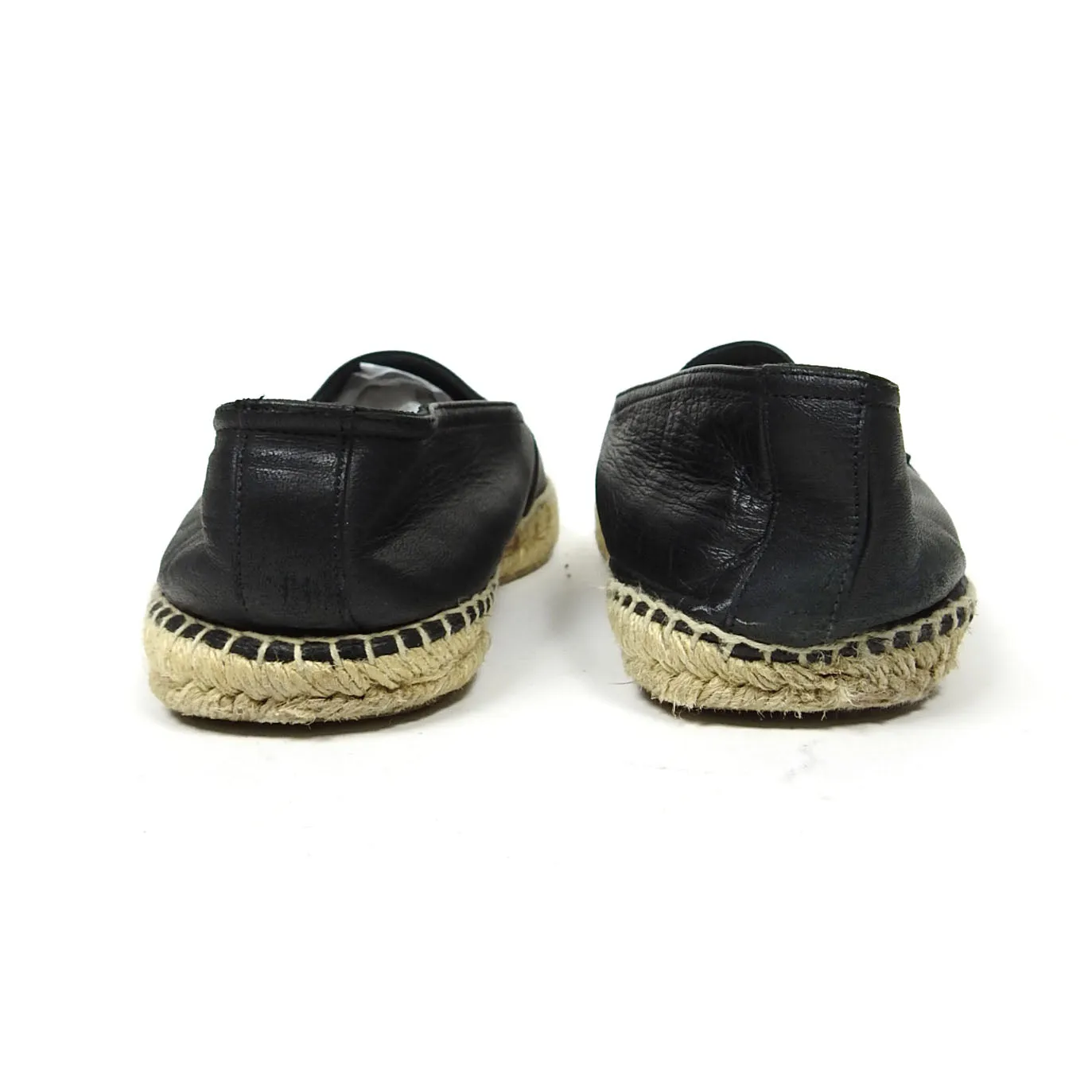Saint Laurent Black Leather Espadrilles Size 43