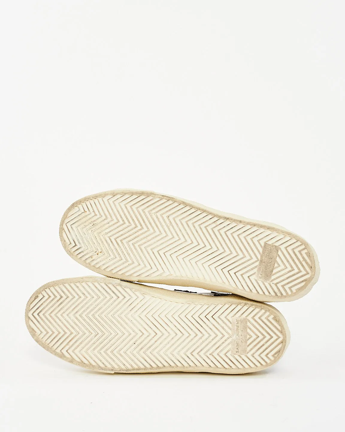 Saint Laurent White & Black Star Leather Sneakers - 38