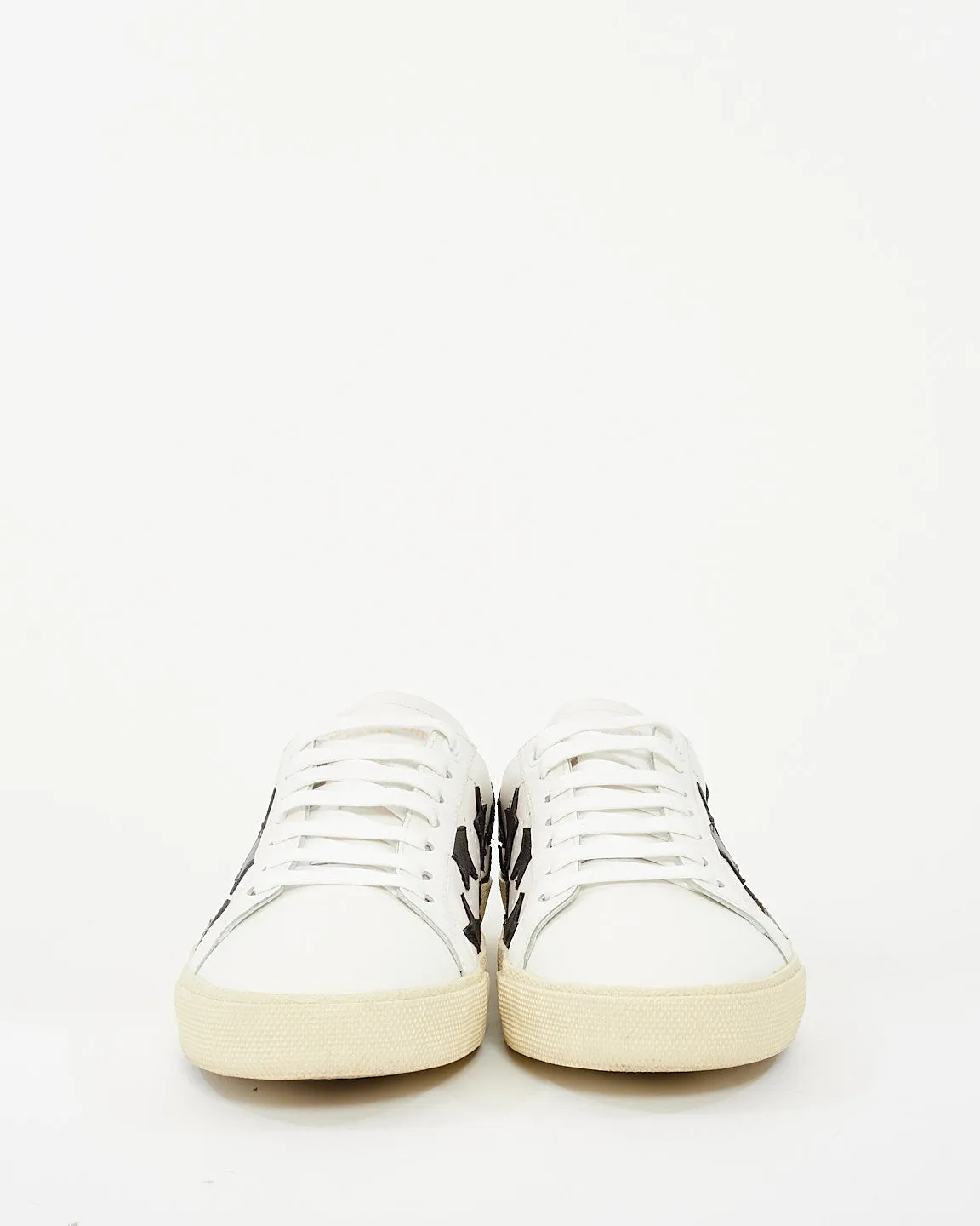 Saint Laurent White & Black Star Leather Sneakers - 38
