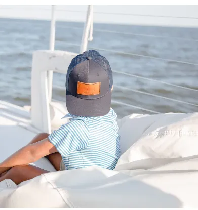 Saltwater Boys Leather Hat - Navy