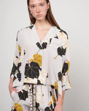 silk print shirt - 005 stone