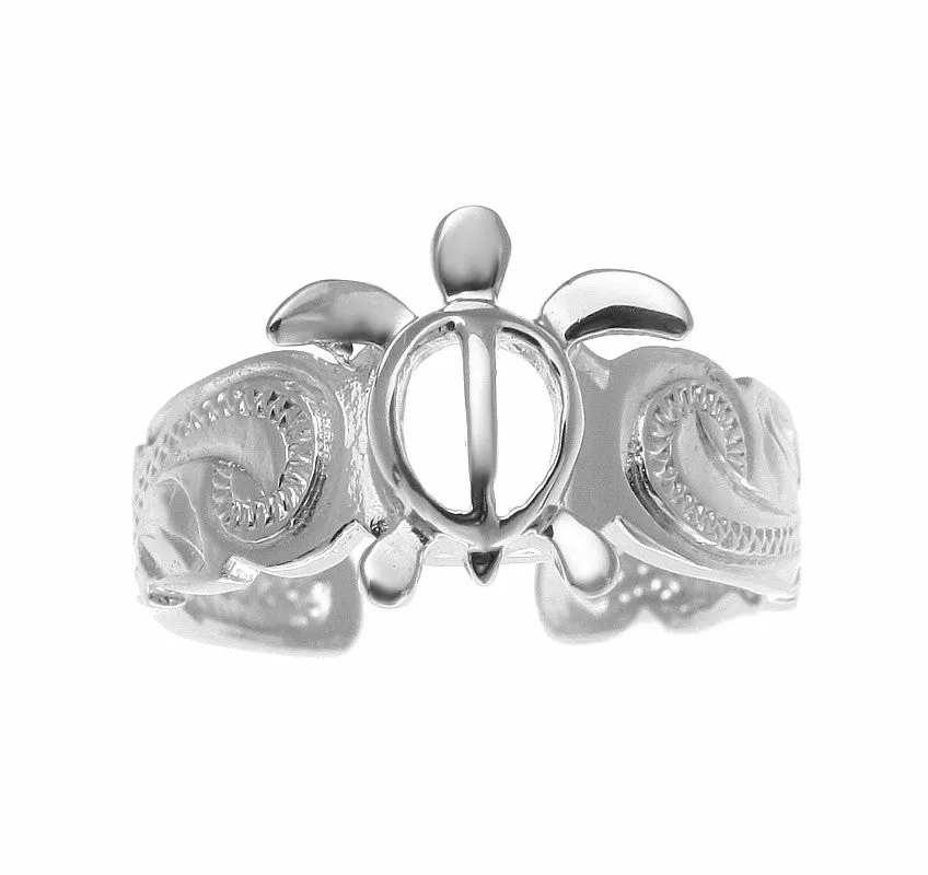 SILVER 925 HAWAIIAN HONU SEA TURTLE SCROLL TOE RING CUT OUT SCALLOP EDGE RHODIUM