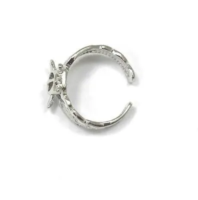 SILVER 925 HAWAIIAN HONU SEA TURTLE SCROLL TOE RING CUT OUT SCALLOP EDGE RHODIUM