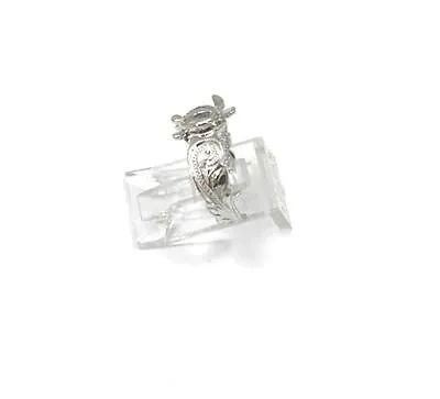 SILVER 925 HAWAIIAN HONU SEA TURTLE SCROLL TOE RING CUT OUT SCALLOP EDGE RHODIUM