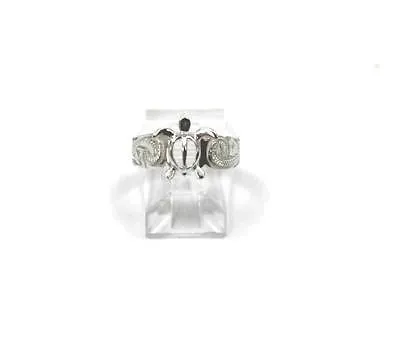 SILVER 925 HAWAIIAN HONU SEA TURTLE SCROLL TOE RING CUT OUT SCALLOP EDGE RHODIUM