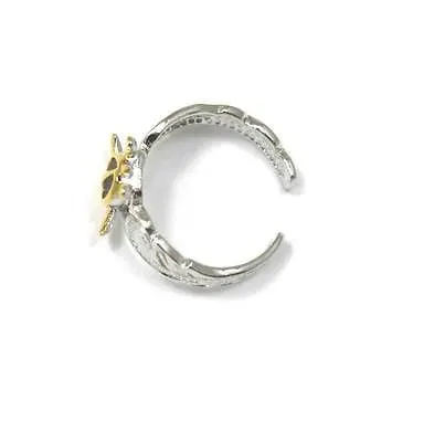 SILVER 925 HAWAIIAN YELLOW GOLD HONU SEA TURTLE SCROLL TOE RING CUT OUT RHODIUM