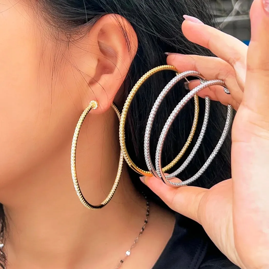 Silver Icy Minimalist Big Hoops