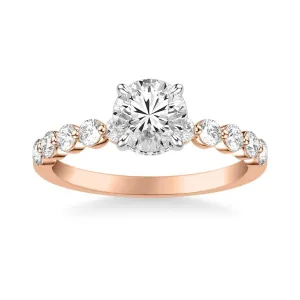 Sincerely, Springer's Rose Gold Round Solitaire Engagement Setting with Hidden Halo and Large Diamond Band