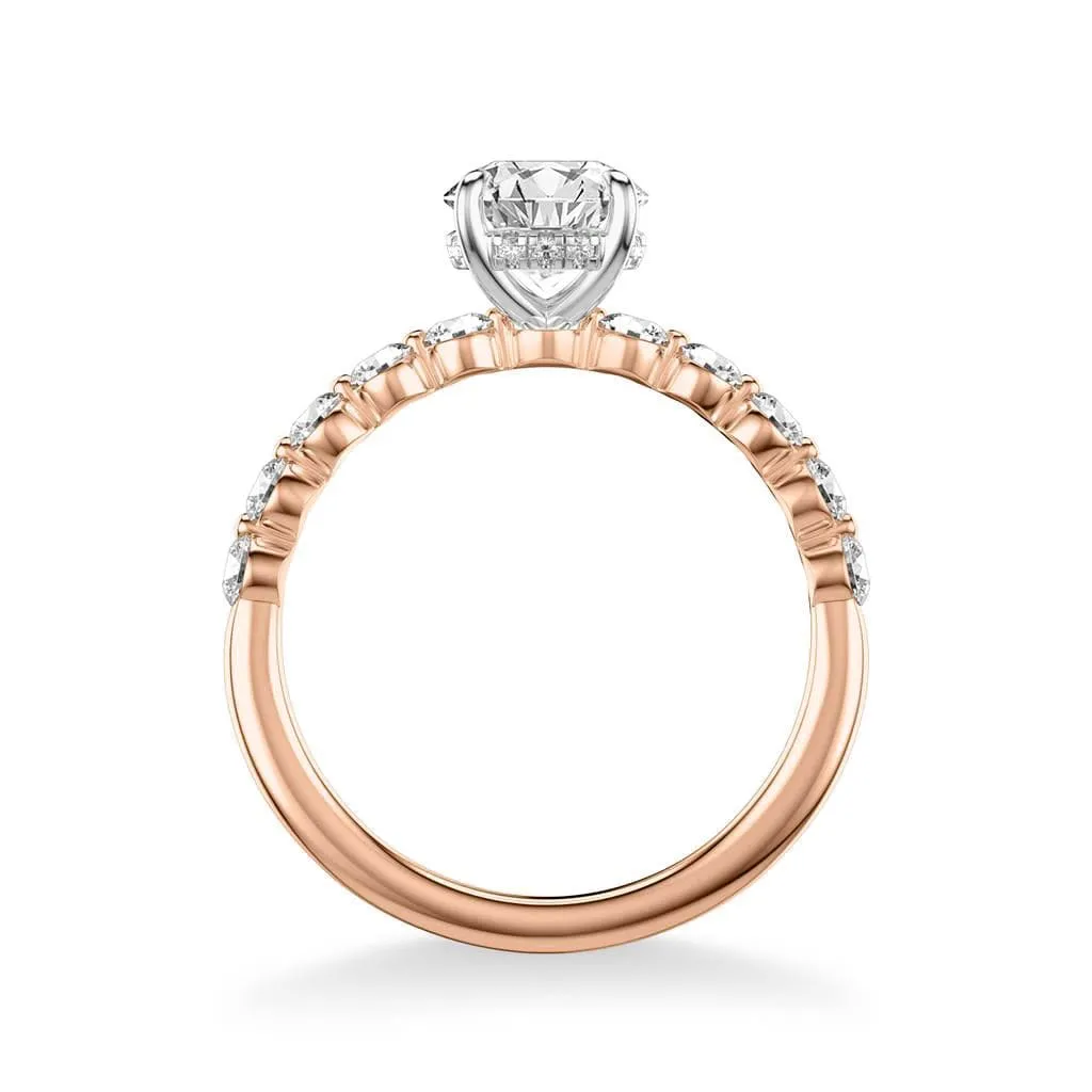 Sincerely, Springer's Rose Gold Round Solitaire Engagement Setting with Hidden Halo and Large Diamond Band