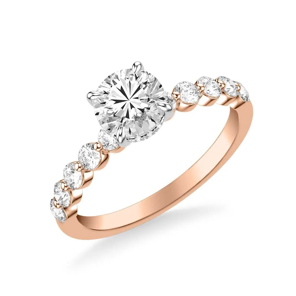 Sincerely, Springer's Rose Gold Round Solitaire Engagement Setting with Hidden Halo and Large Diamond Band