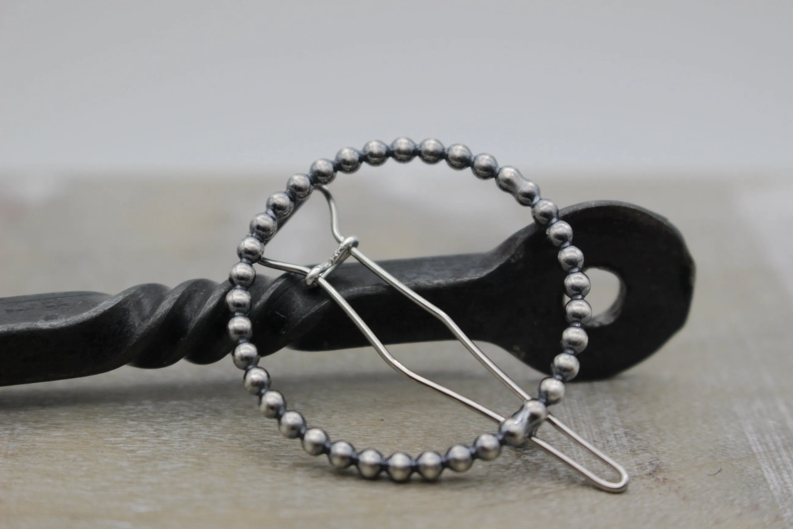 Small Silver beaded barrette