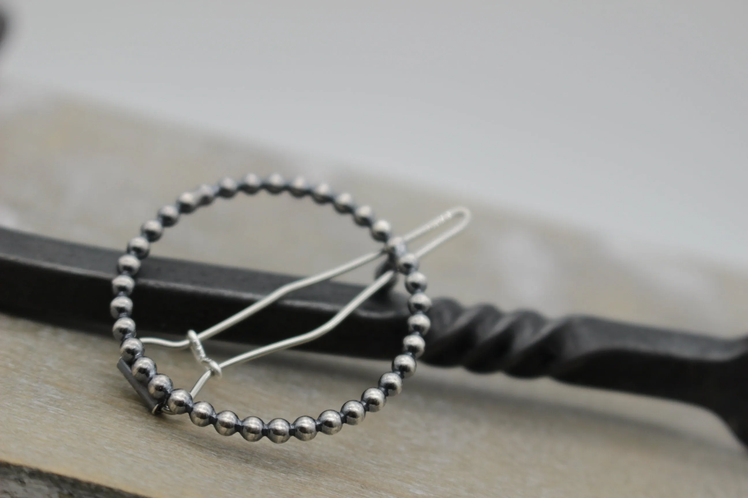 Small Silver beaded barrette
