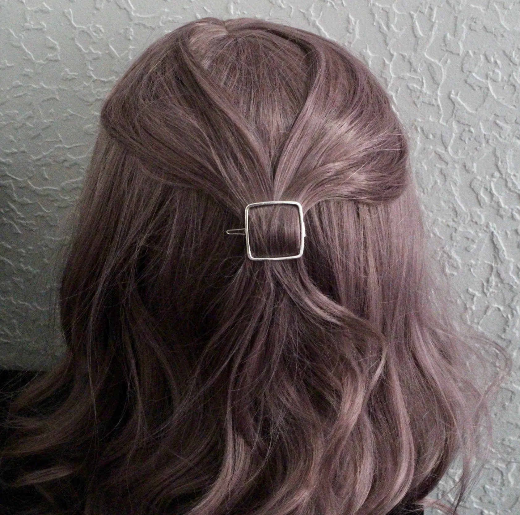 Small square silver barrette