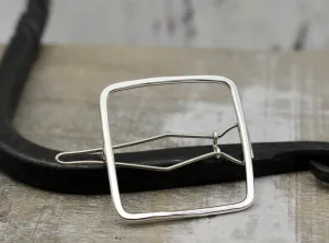 Small square silver barrette