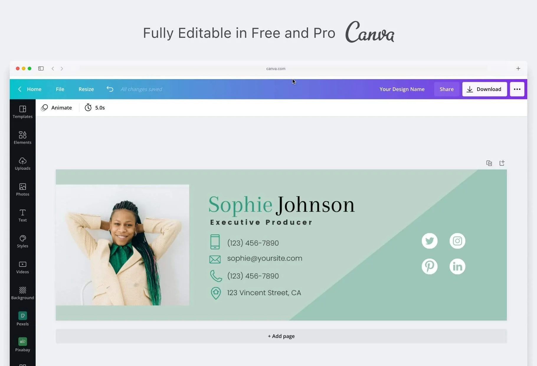 Sophie Email Signature Template Editable Canva Template Rose Gold