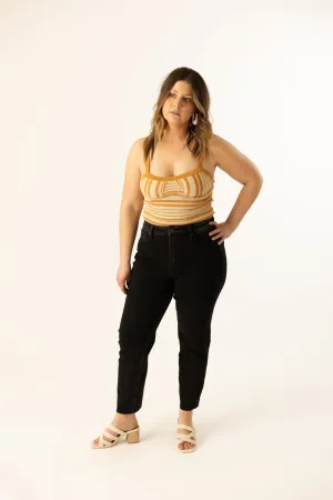 Soraya High Rise Black Mom Fit Jean