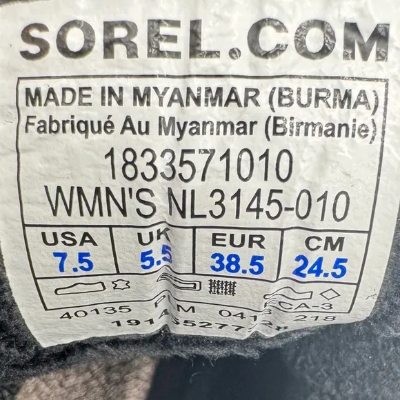 Sorel Out N About Plus Lux Womens Black Leather Lace Up Ankle Boot Size 7.5